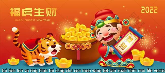 tui tien lon va ong than tai cung chu con meo vang tet tan xuan nam moi file vector